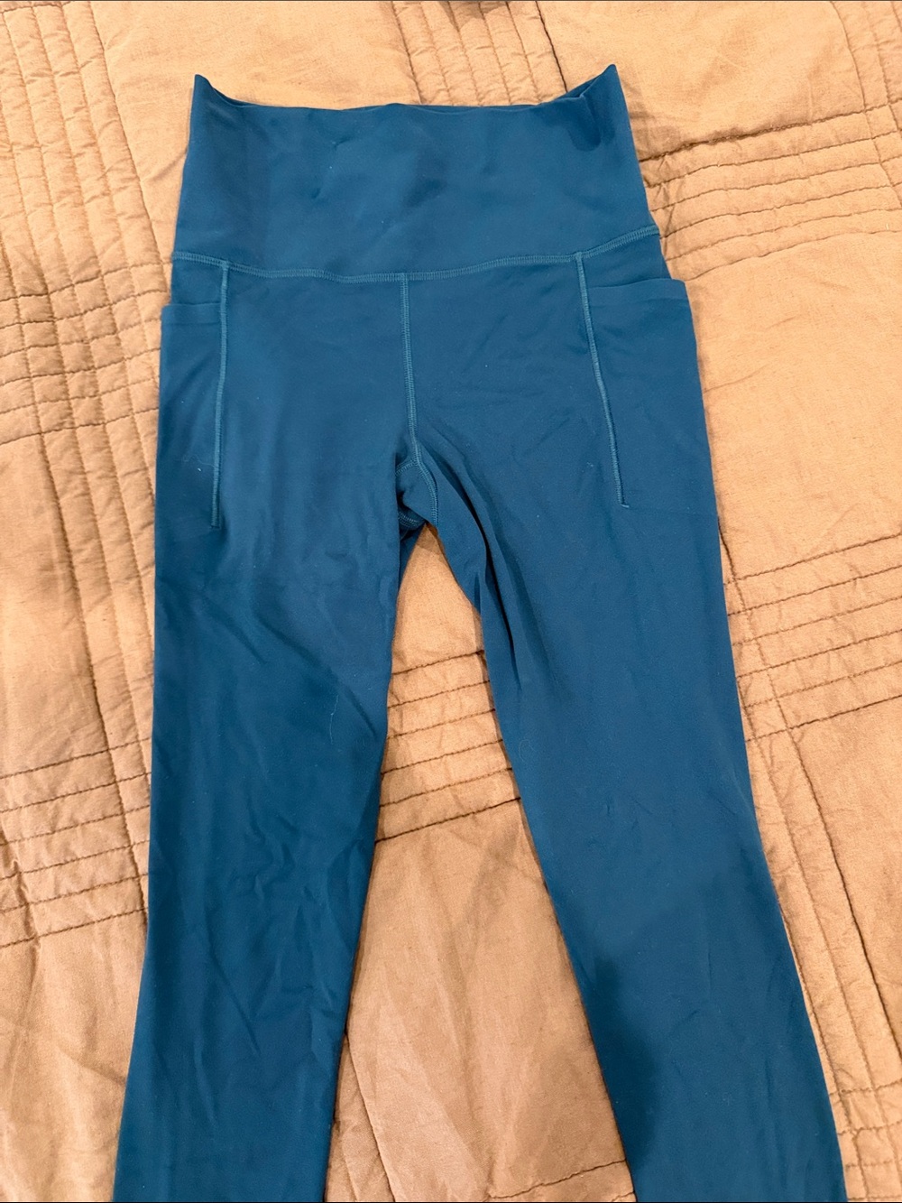 Athleta Salutation Stash Tight Leggings XS Tall Forest Green Full Length Pockets